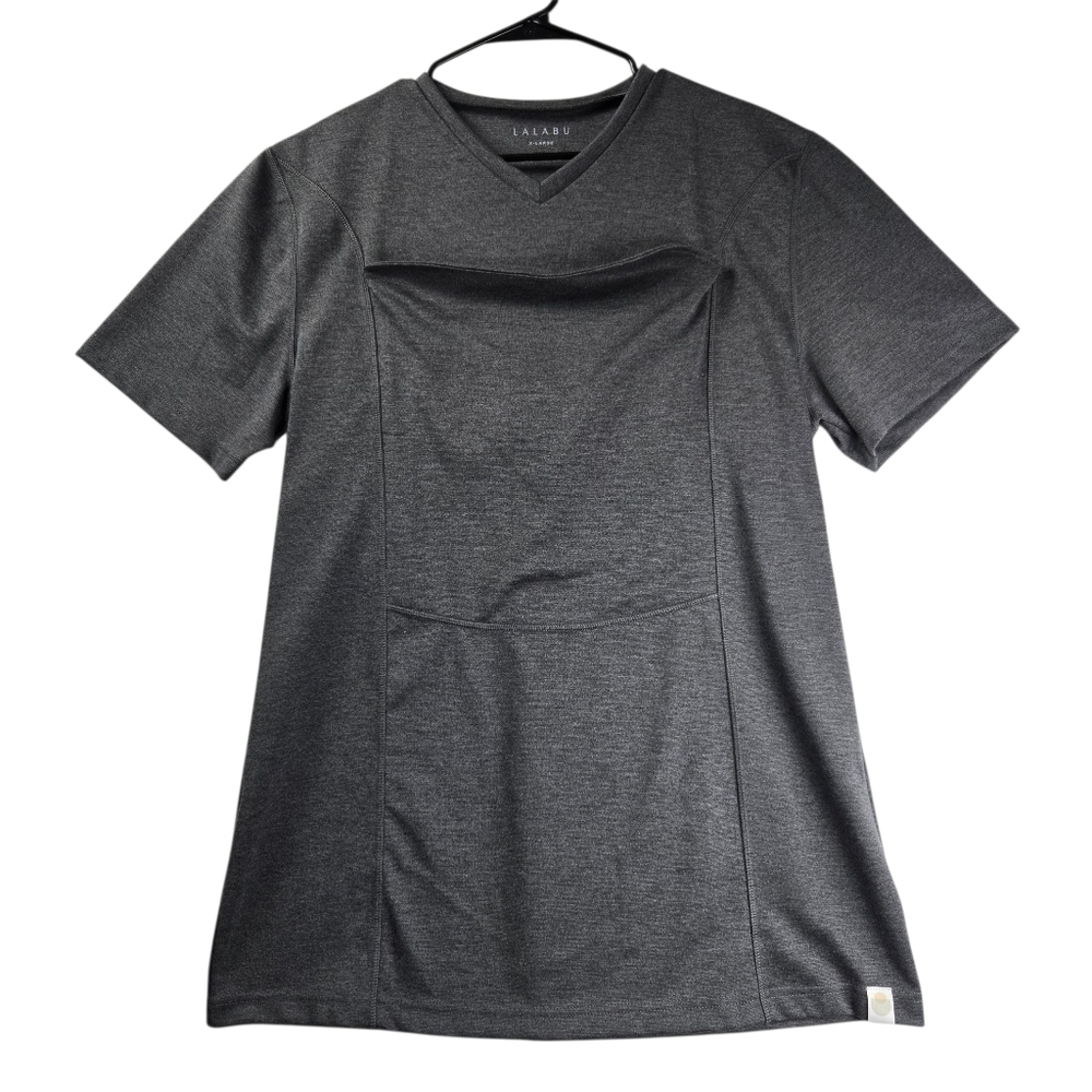 Lalabu Dad Shirt V-Neck Short Sleeve‎ Gray